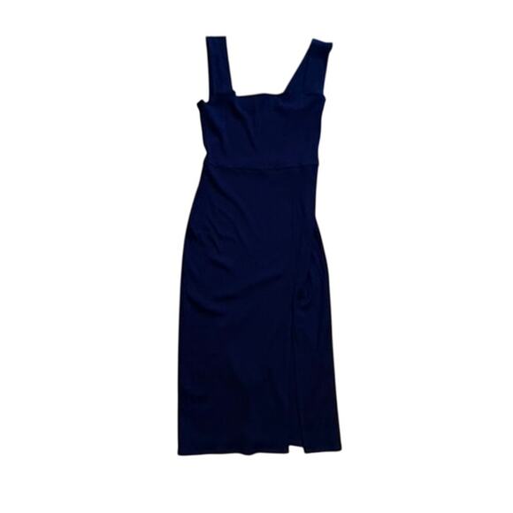 Reformation Cassi Knit Dress Black Tencel Midi Square Neck US M - Picture 5 of 8